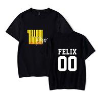 StrayKidz T-Shirt Kpop StrayKids Yellow Wood Manches Courtes Lettre Impression Changbin Hyunjin Felix Seungmin Jeongin Jisung Minho Woojin BangChan Nouveau Décontracté Col Rond Tshirt