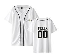 StrayKidz Tshirt Kpop StrayKids Yellow Wood Manches Courtes Changbin Hyunjin Felix Seungmin Jeongin Jisung Minho Woojin BangChan Nouveau Décontracté Col Rond T-Shirt d'uniforme de Baseball