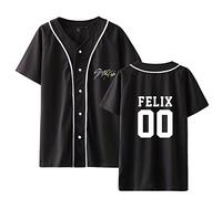 StrayKidz Tshirt Kpop StrayKids Yellow Wood Manches Courtes Changbin Hyunjin Felix Seungmin Jeongin Jisung Minho Woojin BangChan Nouveau Décontracté Col Rond T-Shirt d'uniforme de Baseball