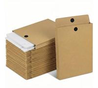 STRBOXONG 30 Pièces Chemises à Documents A4 en Papier Kraft 180g, Enveloppes C4 à Soufflet 4cm Grande Capacité, Pochette Porte-Documents avec Fermeture Auto-Agrippante, Rangement Bureau et Scolaire
