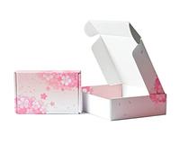 STRBOXONG Boîtes d'expédition en carton ondulé à motifs avec couvercles 200×150×50 mm Boîtes postales pour petits colis pour expédition commerciale ou emballage cadeau - 20 pièces (Sakura)