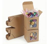 STRBOXONG Lot de 35 Boîtes Cadeau Kraft avec Fenêtre (10x8x10cm) - 350gsm Carton Robuste - Idéal Mariage, Anniversaire, Baptême, Noël - Boîtes à Dragées et Rangement Petites Entreprises