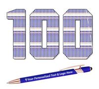 STREADVE 100 Stylo Personnalisé avec Prénom Logo Stylo Personnalisable Cadeau pour Mariage Maîtresse Évènement Merci Anniversaire Collegue, Gravure Laser Haute Qualité, Bleu