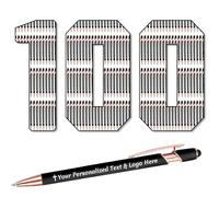 STREADVE 100 Stylo Personnalisé avec Prénom Logo Stylo Personnalisable Cadeau pour Mariage Maîtresse Évènement Merci Anniversaire Collegue, Gravure Laser Haute Qualité, Noir