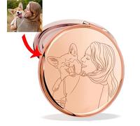 STREADVE Cadeau personnalisé pour femme avec photo - Miroir compact gravé - Cadeau personnalisé pour la fête des mères, maman, son anniversaire - Créez votre propre miroir or rose - Grossissement