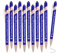 STREADVE Stylo Personnalisé avec Prénom Logo 10 Stylo Personnalisable Cadeau pour Mariage Maîtresse Évènement Merci Anniversaire Collegue, Gravure Laser Haute Qualité, Bleu