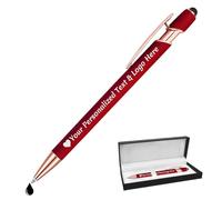 STREADVE Stylo Personnalisé avec Prénom Logo Stylo Personnalisable Cadeau pour Mariage Maîtresse Évènement Merci Anniversaire Collegue, Gravure Laser Haute Qualité, Bordeaux