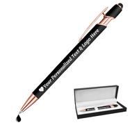 STREADVE Stylo Personnalisé avec Prénom Logo Stylo Personnalisable Cadeau pour Mariage Maîtresse Évènement Merci Anniversaire Collegue, Gravure Laser Haute Qualité, Noir