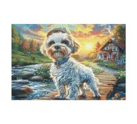 Stream Cute Chien 1000 Pieces Casse-tête Collectionneur en Carton sans Déformation Très Difficile Motif Complexe Décoration Murale Cadeau Noël Premium 1000 PCS/75x50cm