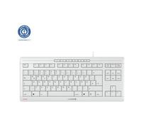 CHERRY Clavier Stream TKL – Filaire sans pavé – QWERTZ Allemand – Frappe silencieuse – Blanc grisé