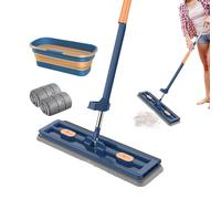 Streamline Mop - Balai plat rotatif à 360° pour le nettoyage du sol | Balai plat à presser | Balai plat Arge avec seau | Balai à poussière humide et sec avec 2 tampons en microfibre réutilisables pour