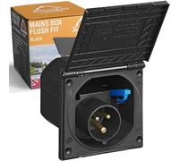 STREAMVOY Boîtier de prise d'alimentation encastré 16 A, 105 mm x 111 mm, universel pour caravane et camping-car, étanche IP44, installation facile avec joint en mousse et levier de déverrouillage