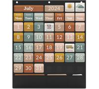 STREAMVOY Calendrier de salle de classe pour enfants, 130 cartes colorées - Thème bohème, météo/saisons/dates/vacances, cartes vierges réutilisables pour l'enseignement et l'apprentissage à domicile
