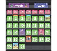 STREAMVOY Calendrier de salle de classe pour enfants, 130 cartes colorées - Thème bohème, météo/saisons/dates/vacances, cartes vierges réutilisables pour l'enseignement et l'apprentissage à domicile