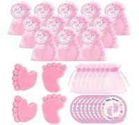 STREAMVOY Lot de 30 savons bleus pour les pieds avec sacs cadeaux et cartes, 5,8 x 4,6 cm, jolis savons pour invités, emballés individuellement, parfaits pour fête prénatale et cadeaux de remerciement