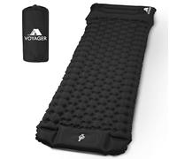 STREAMVOY Tapis de camping autogonflant double couche - Support renforcé de 3,5 cm, base antidérapante, tapis de couchage compact et léger pour randonnée, tente (simple, noir)