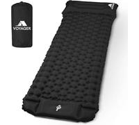 STREAMVOY Tapis de camping autogonflant double couche - Support renforcé de 3,5 cm, base antidérapante, tapis de couchage compact et léger pour randonnée, tente (double, noir)