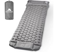 STREAMVOY Tapis de camping autogonflant double couche - Support renforcé de 3,5 cm, base antidérapante, tapis de couchage compact et léger pour randonnée, tente (simple, gris)