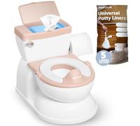 STREAMVOY Toilettes d'apprentissage de la propreté réalistes avec son affleurant, organisateur de lingettes et siège amovible | Protection anti-éclaboussures, 5 doublures jetables et marchepied inclus