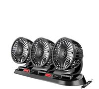 STREAMVOY Ventilateur de voiture puissant à double tête, ventilateur de bureau USB à 3 vitesses pour voiture/maison, rotation à 360°, grille améliorée pour la sécurité, flux d'air puissant et