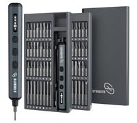 STREBITO Ensemble de mini tournevis électriques, 70 en 1 avec lumières, 5 couples améliorés, 64 embouts magnétiques, tournevis de précision électrique sans fil pour électronique de construction PC