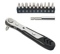 STREBITO Lot de 12 mini tournevis à cliquet 1/4 à angle droit - Petite clé à cliquet décalée de 90 degrés à couple élevé profil bas pour les espaces restreints