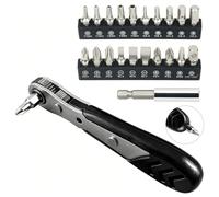 STREBITO Lot de 22 mini clés à cliquet 1/4 liquet 36 dents pour espaces restreints, avec Phillips, Torx, hexagonal, carré et adaptateur pour douille