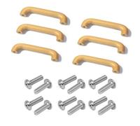 streeHerjjkeA1 6 Pcs Poignées d'armoire en Bois de Hêtre avec Vis，Bouton de Tiroir de Porte en Hêtre， pour Cuisine Armoire Commode (Longueur Totale 140mm,Couleur Bois)