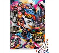 Street Art Tiger Subway 1000pcs Mini Puzzle pour Famille Difficile | 70x50cm Carton Décor Salon Structure Durable Cadeau Anniversaire Soulagement Anxiété