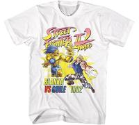 Street Fighter II Turbo Blanka Vs Guile Adult White T Shirt 90s Video Games Vintage Style Graphic Tees Manches Courtes(3X-Large)