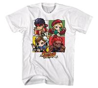 Street Fighter Men's T Shirt All Chibi Characters Assemble RYU Cammy Akuma 5 WhiteL