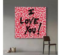 Street Graffiti Art I Love You Toile Peinture Pop Art Affiches Impressions Mur Art Photo Salon Décor À La Maison Impression sur Toile 20x20 cm (8x8in) avec-Cadre Noir