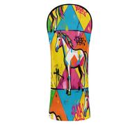 Street Graffiti Horse Couvre-club de golf en cuir PU avec étiquette numérotée conçue pour s'adapter à tous les bois et conducteurs
