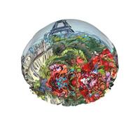 Street In Paris Town Bonnet de douche multi-scène et multi-usages double couche étanche pour adultes, enfants, hommes et femmes.