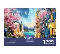 Street Lamp 1000 Pcs Carton Premium Coffret De Puzzles Stree with Cherry Tree Stimulant Et Éducatif Jeu Familial Puzzles pour Adultes Et Enfants 52x38cm/1000pcs