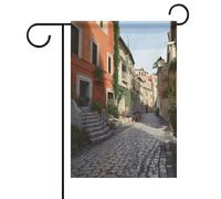 Street of Italy Drapeaux de jardin printemps été 30,5 x 45,7 cm double face pour extérieur, drapeaux saisonniers et bannières pour patio, cour, terrasse, porche, jardin, terrasse, balcon, pelouse