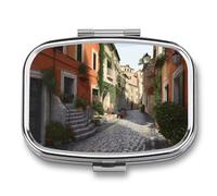 Street of Italy Pilulier carré portable avec 2 compartiments, pilulier de vitamines pour poche, sac à main et voyage