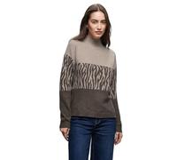 Street One 3016800 Pull Jacquard Color-Block, Dark Nomad Brown Mel, 42 Femme