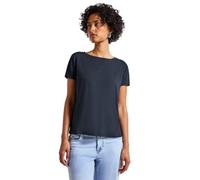 Street One 3226969 T-Shirt en Jersey avec détails en Maille, Deepwater Blue, 40 Femmes