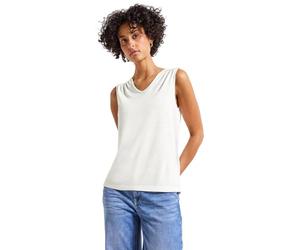Street One 3227134 Haut à col en V avec Dentelle, Blanc cassé, 40 Femmes
