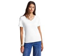 Street One 3227205 T-Shirt à col en cœur, Blanc, 40 Femmes