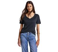 Street One 3227205 T-Shirt à col en cœur, Bleu Nuit, 40 Femme