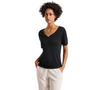 Street One 3227205 T-Shirt à col en cœur, Noir, 40 Femme