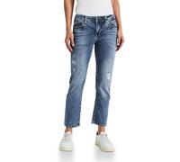 Street One 3716630 Jean avec détails usés, Mid Blue Authentic Wash, 30W / 28L Femmes