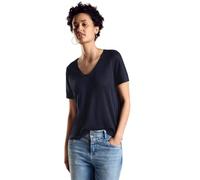 Street One A321616 T-Shirt Aspect Lin, Bleu Foncé, 38 Femmes