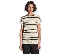 Street One A323158 Ajour T-Shirt à Rayures, Beige nacré, 42 Femmes