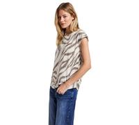 Street One A323574 T-Shirt dévoré à Motifs, Beige Tumbled, 40 Femmes
