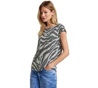 Street One A323574 T-Shirt dévoré à Motifs, Vert pin Grove, 46 Femmes