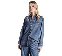 Street One A345325 Chemise en Jean avec Poches de Poitrine, Bleu Moyen, Doux et aléatoire, 40 Femmes