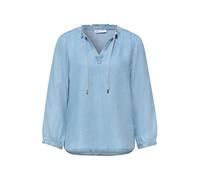Street One Femme Blouse à manches 3/4 avec col fendu dans un look denim in Bleu, in size: 36